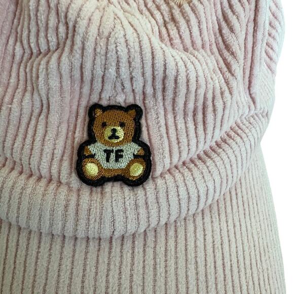 Teddy Fresh Pink Corduroy Baseball Hat Adjustable Strapback Y2K Softgirl - Picture 3 of 7